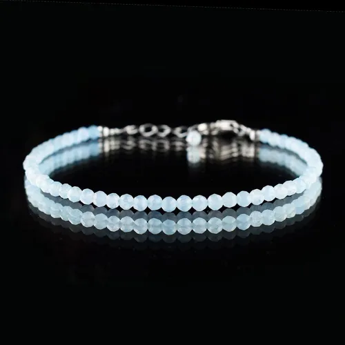 Vista 15 de InfinityGemsArt Natural Stone Beads Dainty Bracelet Jewelry for Women, Crystals and Gemstones Birthstone 925 Sterling Silver Chain 8 inch Gifts For