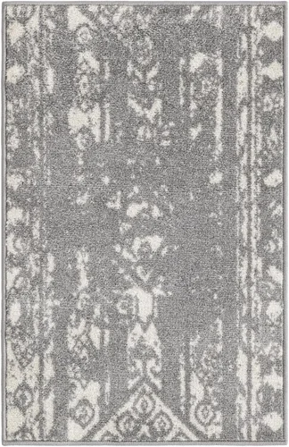 Vista 3 de Unique Loom Lennon Collection - Alfombra de área Zal (2 pies x 3 pies 1 pulgada, rectangular, gris y marfil)