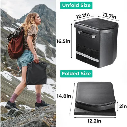 Vista 3 de 2025 Inodoro Portátil XL Mejorado para Adultos, Inodoro Alto de Camping con Tapa y Cómoda Bolsa de Transporte, Orinal Portátil para Acampar