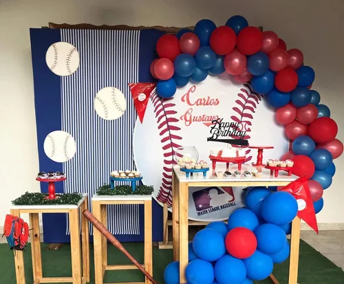 Vista 5 de Decoración para pastel de béisbol de feliz cumpleaños, suministros de decoración de fiesta de béisbol con purpurina negra, perfecto para cumpleaños