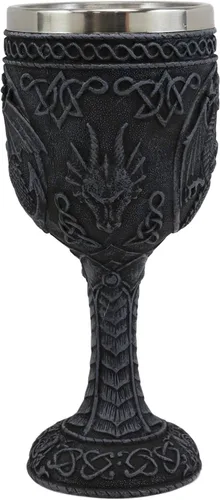 Vista 3 de Ebros Antigua Runa Celta Nudo Celestial Luna Dragón Copa de Vino Copa de Cáliz 6 oz Gótico Calabozos y Dragones Elixir Medieval de la Vida