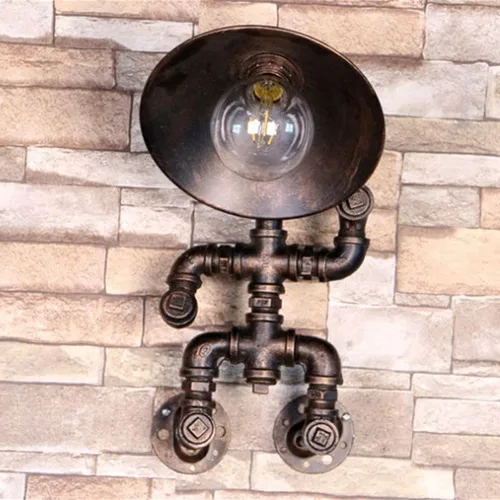 Vista 2 de LITFAD Luces de pared de estilo industrial, aplique de pared de forma única, lámpara de pared retro de metal óxido, lámpara de pared de pared