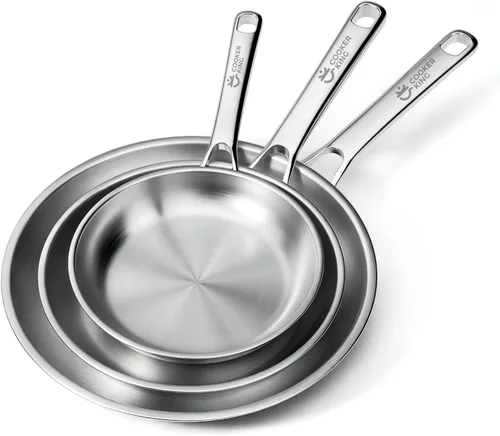 Vista 10 de COOKER KING Sartén de acero inoxidable de 8 pulgadas, pequeña sartén