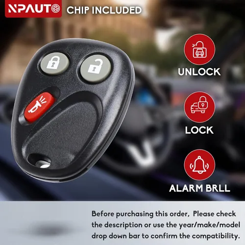 Vista 2 de NPAUTO Llave con mando a distancia Compatible con Chevy Trailblazer GMC Envoy 2002 2003 2004 2005 2006 2007 2008 2009, Buick Rainier 04-07, Isuzu