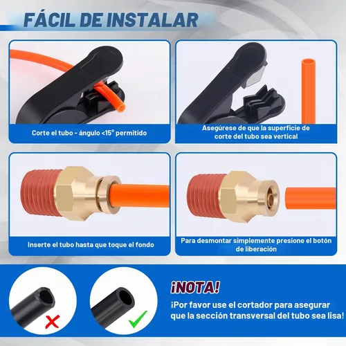 Vista 8 de Kit de línea de aire DOT de 1/4 pulgadas para kit de suspensión de bolsa de resorte de aire con accesorios, línea de aire PA DOT de 25 pies