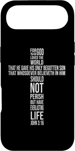 Vista 27 de Christian Cross John 3:16 Bible Verse Faith-Based Easter Case for iPhone 16