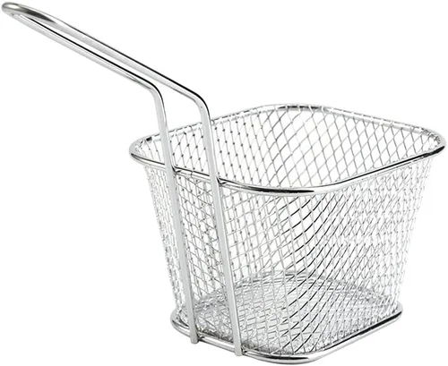 Vista 9 de 8 cestas cuadradas para freír, cesta de acero inoxidable para freidora profunda con mango de alambre, 4.1 x 3.3 x 2.6 pulgadas, cestas para servir