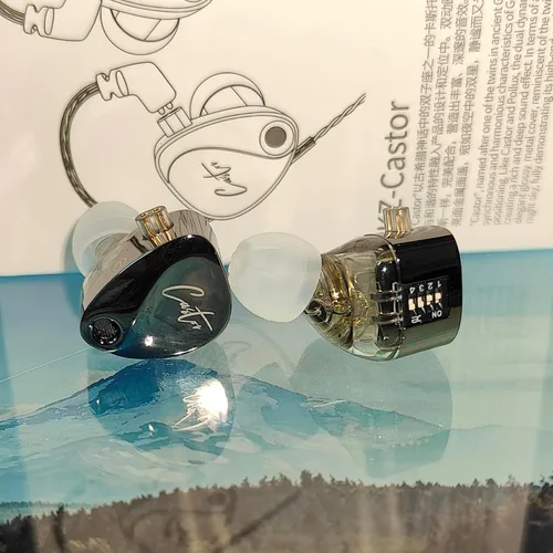 Vista 9 de KZ Castor - Auriculares intrauditivos, sonido de graves mejorado HiFi, IEMs aislantes de ruido ajustables, auriculares con cable de doble