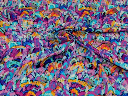 Vista 6 de Minerva Exclusive Proud Plumage Viscose Challis Fabric - per Yard