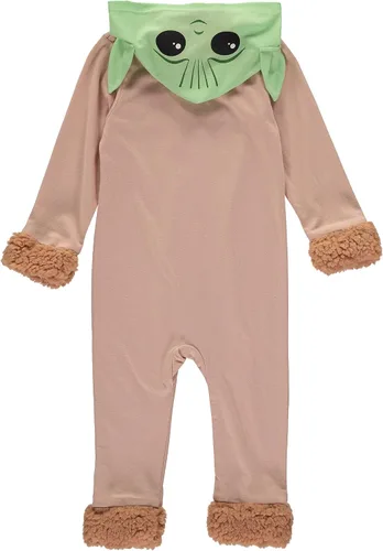 Vista 2 de STAR WARS Baby Boys and Toddler Boys Baby Yoda Costume Long-Sleeve Hooded Jumpsuit Baby Yoda Halloween Costume