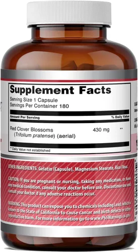 Vista 5 de Amazing Formulas Red Clover - Suplemento de cápsulas de 430 mg Extracto de hierbas con flores de trébol rojo, sin OMG, sin gluten, fabricado