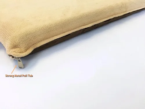 Vista 2 de Lujosa cama para perros de espuma viscoelástica con almohadilla sólida y funda interior impermeable y fundas externas para perros pequeños y Beige