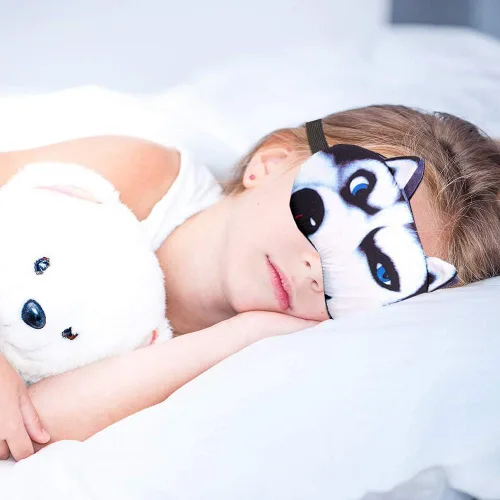 Vista 6 de Paquete de 8 mascarillas divertidas para dormir con diseño de animales lindos para dormir, gatos, perros, máscaras de felpa suave para dormir