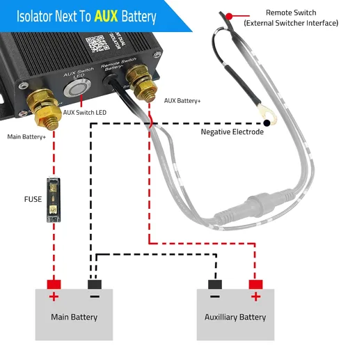 Vista 4 de ACOPOWER Kit de aislamiento de batería doble, 12 V, 200 amperios, sensible al voltaje, completo VSR, cargador automático inteligente de doble