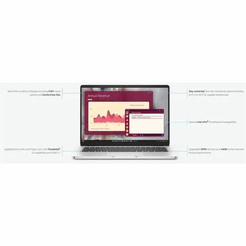 Vista 21 de Dell Pro 14 PC 14250 laptop Core Ultra 7