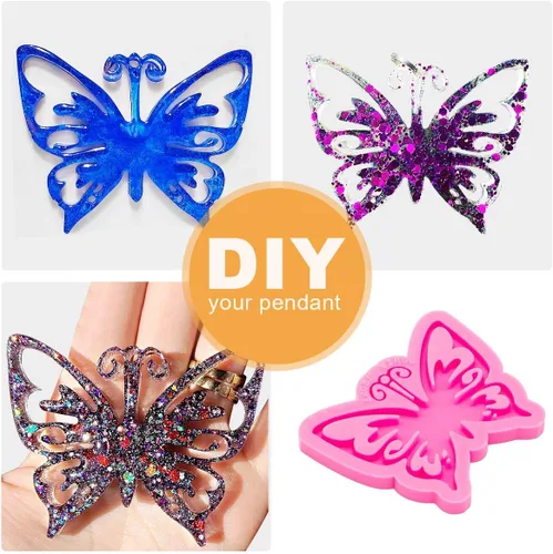 Vista 5 de Angel Wings Molde de silicona de resina con forma de mariposa, molde de resina epoxi, molde de resina para manualidades de joyería, moldes
