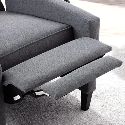 Vista 8 de Silla reclinable con respaldo ajustable, cómoda silla reclinable con respaldo ajustable, sillón de tela copetuda con remaches vintage para sala
