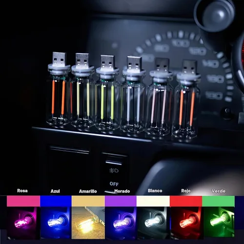 Vista 5 de Luz nocturna USB innovadora: nueva luz de ambiente táctil para cama y coche, botella de vidrio de cerámica LED – Perfecta para decoración mini Azul