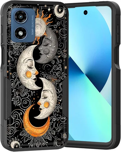 Vista 244 de para Moto G Play 4G 2024, funda de dos capas híbrida resistente y a prueba de golpes, PC duro + silicona suave protectora para Motorola Moto G Play