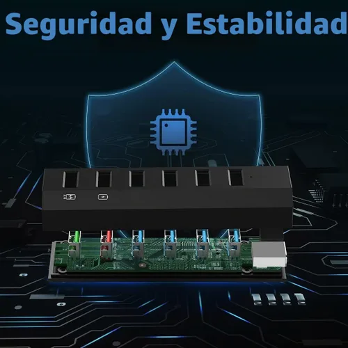 Vista 8 de Aiibe - Concentrador USB, 6 puertos USB 3.0 de súper alta velocidad + adaptador de corriente de 24 W + cable USB 3.0, cargador rápido inteligente