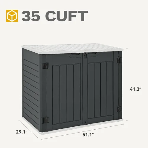 Vista 4 de DWVO Cobertizo de almacenamiento horizontal resistente a la intemperie para exteriores, capacidad de 35 pies cúbicos, con cerradura e impermeable
