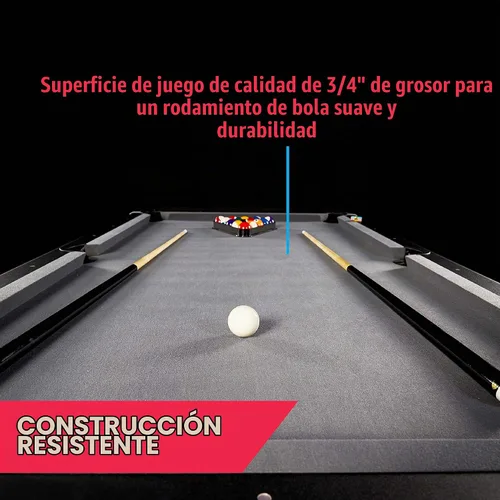 Vista 3 de MD Sports Mesa de Billar Titan de 7.5', Mesa de Billar con Bolsillo de Caída, Patas Duraderas de Acero con Juego de Bolas y Tacos de Billar