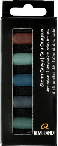 Vista 14 de Rembrandt Juego de micro pastel suave, medias barras de 5 piezas, Siennas quemadas Half-Stick Pastels Set for Smooth Color Transfer, High
