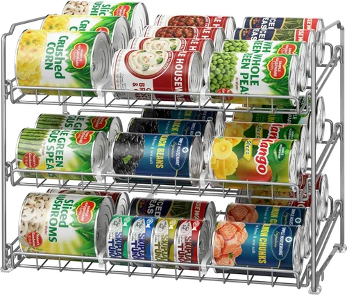 Vista 10 de Simple Houseware Estante Organizador de Latas Apilable para Despensa/Gabinete – 11.5 pulgadas de profundidad x 17 pulgadas de ancho x 13.75 pulgadas