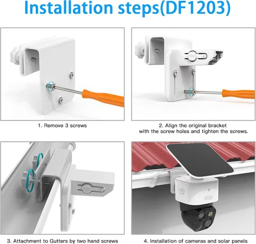 Vista 5 de Soporte de montaje de canalón compatible con Eufy Security SoloCam S340/SoloCam E30/E42, cámara de seguridad solar (1 unidad-blanco)