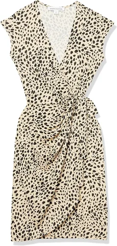 Vista 6 de Tienda Essentials - Vestido cruzado clásico de manga casquillo para mujer (disponible en tallas grandes)