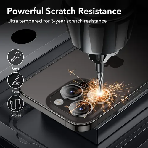 Vista 5 de ESR Protector de lente de cámara para iPhone 15 Pro Max/15 Pro, paquete de Negro