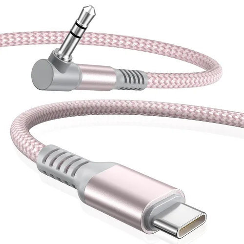 Vista 9 de Elebase Cable auxiliar para iPhone 17 16 16e de 4 pies, cable auxiliar USB C de 90 grados, cable auxiliar de audio tipo C a ángulo recto de 3.5mm