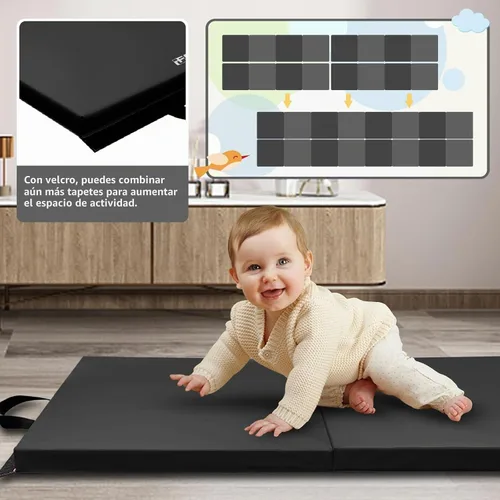 Vista 5 de RitFit Upgraded Folding Exercise Mat, 2 Inch Thick Gymnastics Mat Negro (2' x 8')