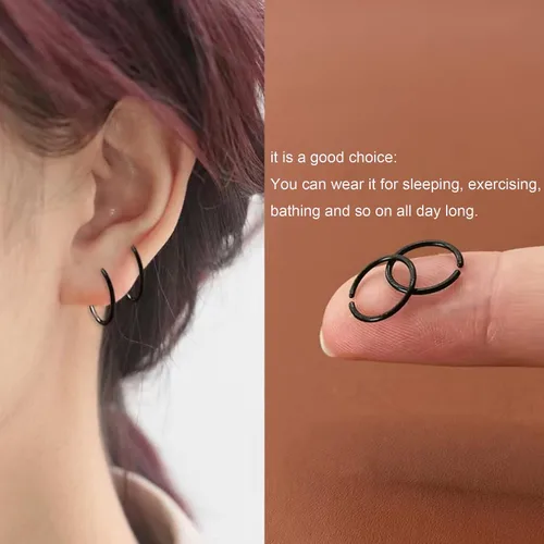 Vista 4 de Retenedores de plástico antialérgicos y anillos de nariz transparentes, calibre 20, unisex, para orejas sensibles y piel