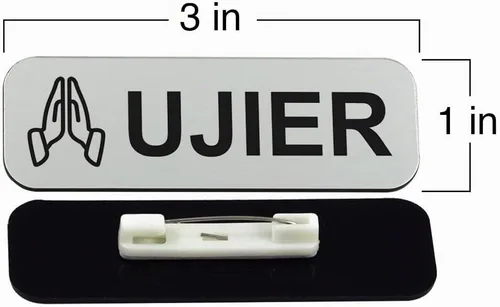 Vista 9 de Ujier - Placa de identificación de 1 x 3, color negro, manos orantes (paquete de 3)