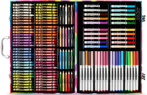 Vista 6 de Estuche de Arte Crayola Inspiration - Juego de Colorear Tie-Dye (140 piezas), Set de Suministros de Arte para Niños, Kit de Dibujo de Viaje, Regalo