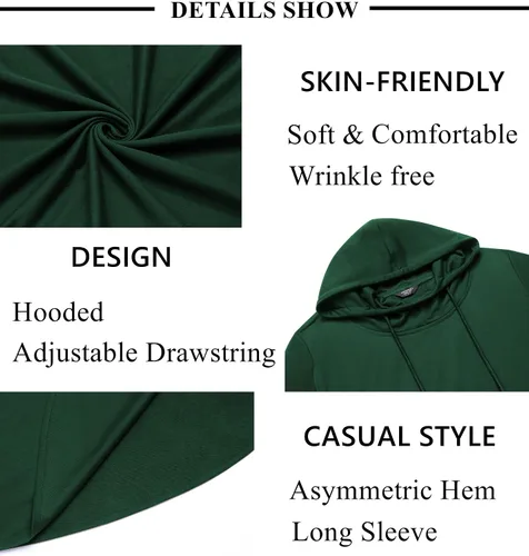 Vista 5 de Coofandy - Sudadera con capucha estilo poncho casual para hombre, con dobladillo asimétrico