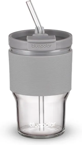 Vista 8 de BLUEPOLAR Vasos de vidrio con tapas y popotes, vasos reutilizables de 16 onzas para café helado y botellas de jugo, vasos de preparación fría