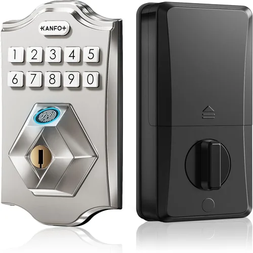 Vista 7 de KS2 huella digital, cerrojo de entrada sin llave con teclado, cerrojo electrónico, cerraduras inteligentes para puerta delantera, con código