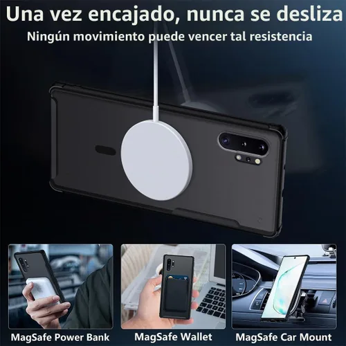 Vista 3 de TIANNIUKE Funda magnética para Samsung Galaxy Note 10 Plus, translúcida mate antihuellas, compatible con MagSafe, ajuste delgado, a prueba de Negro