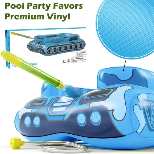Vista 5 de Flotadores de Piscina de Tanque Inflables para Niños – Jasonwell Flotadores de Piscina para Niños Pequeños Tanque de Piscina con Cañón de Agua