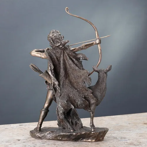 Vista 6 de Veronese Design 12 1/4 pulgadas Artemis Diosa de la caza y el desierto Escultura griega de resina fundida en frío con acabado de bronce