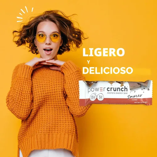 Vista 3 de Barritas de proteína Power Crunch, snacks altos en proteínas con delicioso sabor, S'Mores, 1.4 onzas (12 unidades) (Paquete de 2)