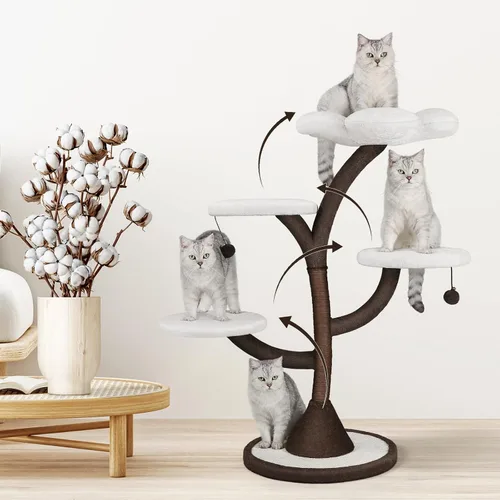 Vista 7 de Mavpet Árbol para gatos moderno de varios niveles, torre para gatos todo en uno con poste rascador, casas de árbol de flores para gatos