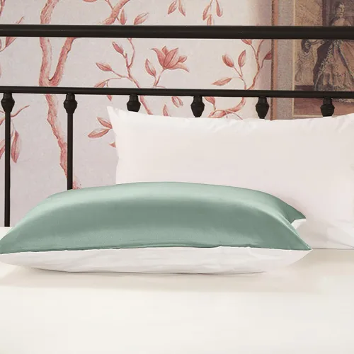 Vista 4 de LILYSILK Funda de almohada de seda natural para cabello y piel con parte inferior de algodón, 1 unidad estándar de 20 x 26 pulgadas, color verde