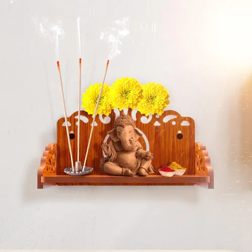 Vista 2 de Mesa colgante de madera para colgar en la pared, estante para almacenamiento y decoración de ídolos para oficina en casa y regalos