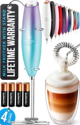 Vista 107 de Zulay Kitchen Potente varita espumadora de leche con 2 baterías Duracell – Mezclador de bebidas portátil ultrarrápido – Máquina de espuma eléctrica