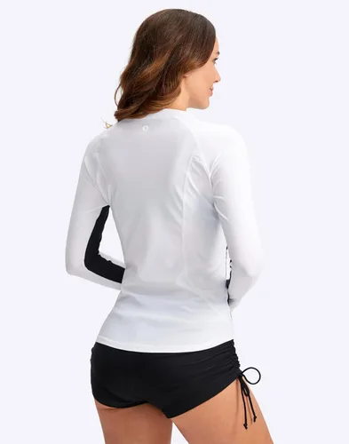 Vista 3 de SANTINY Traje de baño de manga larga con bolsillos con cremallera y protección solar UPF50+ para mujer