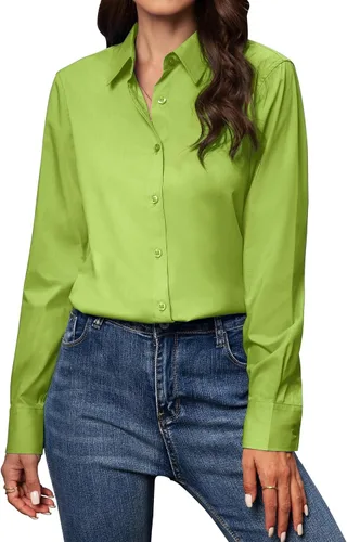 Vista 27 de Camisas con botones para mujer de ajuste clásico, camisa de vestir, camisa de trabajo, de negocios, casual, de manga larga, blusa, tops