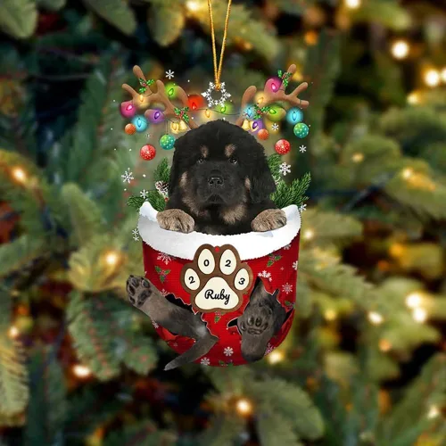 Vista 99 de Adornos personalizados de Pug cervatillo – Decoración personalizada para árbol de Navidad con patas de bolsillo de nieve